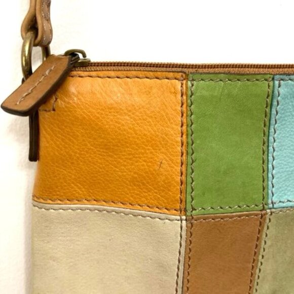 Fossil Crossbody Bag Shoulder Purse Brown Leather Patchwork - Picture 3 of 13